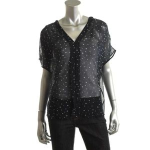 Victoria's Secret Sheer Short Sleeve Shirt Chiffon Stars Blouse